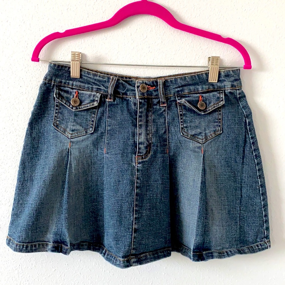 Plaited Denim Skirt